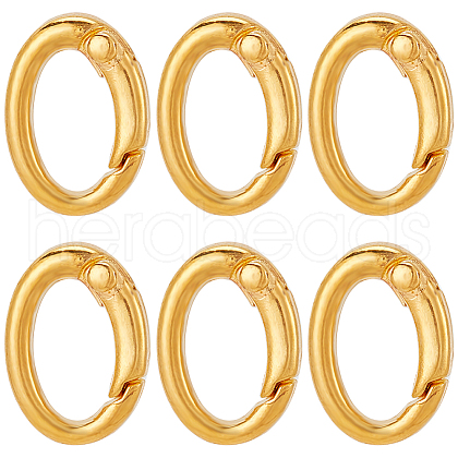 SUNNYCLUE 6Pcs Rack Plating Brass Spring Gate Rings KK-SC0004-76-1