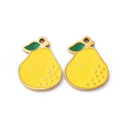 Fruit Seris 304 Stainless Steel Enamel Charms STAS-U060-03G-12-1