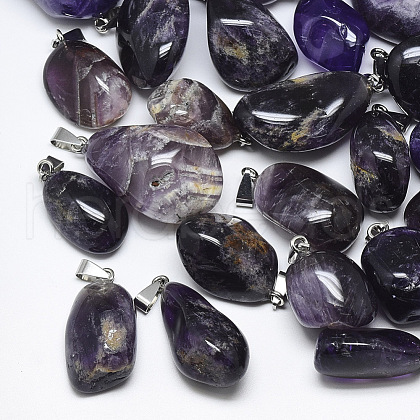 Natural Amethyst Pendants G-T122-32D-1