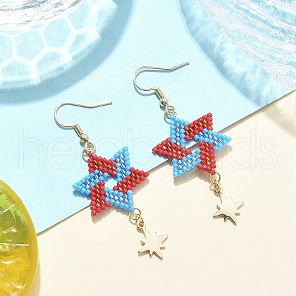 Glass Seed Beads Hexagram Dangle Earrings EJEW-MZ00413-1
