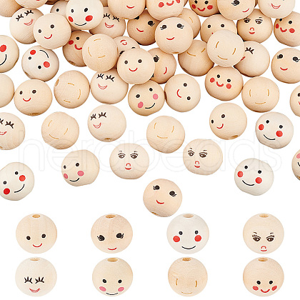    80pcs 8 styles Natural Wood European Beads WOOD-PH0002-68-1