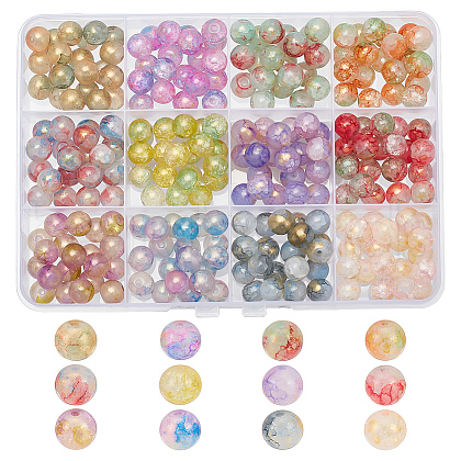 ARRICRAFT 240Pcs 12 Colors Baking Painted Crackle Glass Beads DGLA-AR0001-11-1