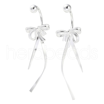 999 Fine Silver Bowknot Ear Plugs Gauges EJEW-P296-18S-1