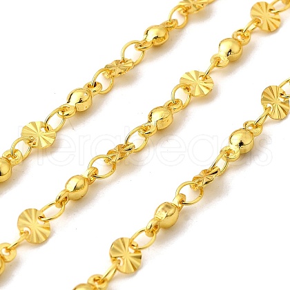 Brass Textured Flat Round Link Chains CHS-H112-12G-1