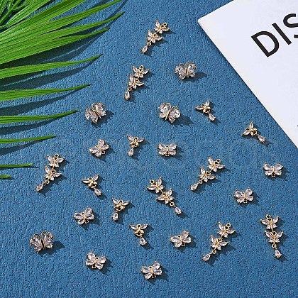 8 Pieces Butterfly Cubic Zirconia Charm Pendant Insect Charm Brass Micro Pave Cubic Zirconia Pendants for Jewelry Necklace Bracelet Making Crafts JX395A-1