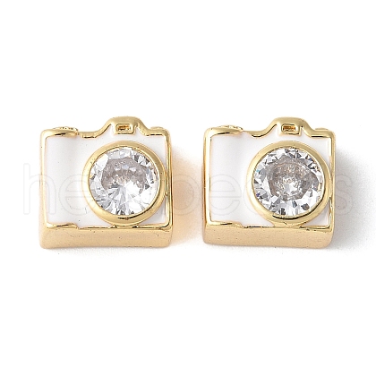 Brass Pave Clear Cubic Zirconia Beads KK-H449-86G-01-1