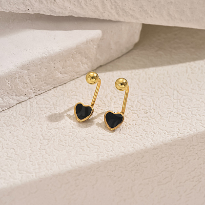 Stainless Steel Shell Heart Stud Earrings MS8339-1-1