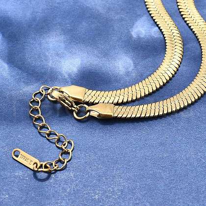 Ion Plating(IP) 304 Stainless Steel Herringbone Chain Necklace for Men Women X-NJEW-E076-03E-G-1