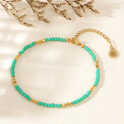 Glass Round Beads Ankles for Women KT6015-1-1