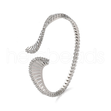 Snake Shape Brass Micro Pave Cubic Zirconia Cuff Bangles BJEW-D039-07P-1