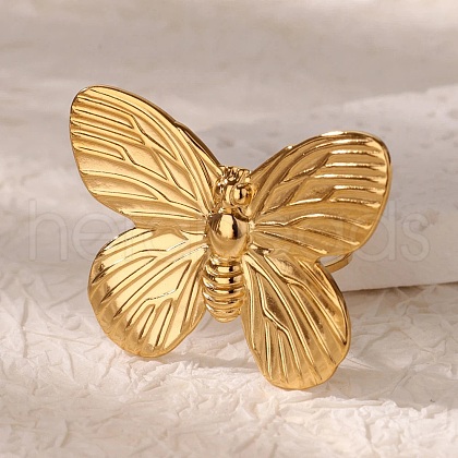 304 Stainless Steel Open Cuff Rings for Women RJEW-U060-04D-G-1