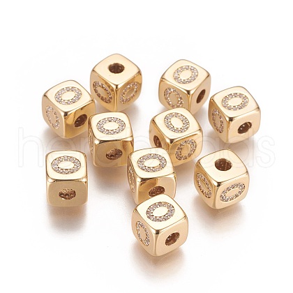 Brass Micro Pave Cubic Zirconia Beads KK-K238-16G-O-1
