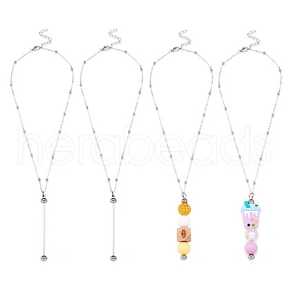 4Pcs Brass Satellite Chain Necklaces NJEW-TAC0022-1