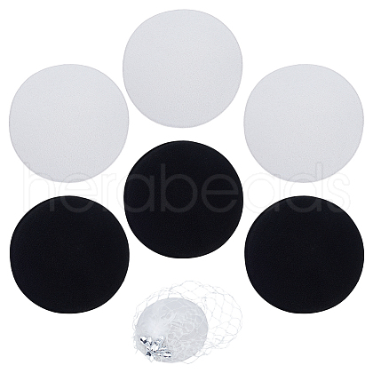 BENECREAT 6Pcs 2 Colors EVA Fabric Pillbox Stewardess Fascinator Hat Base DIY-BC0014-07-1