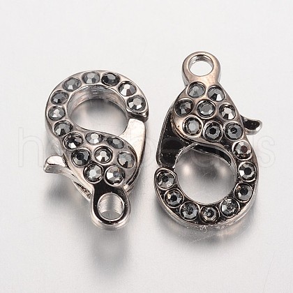 Alloy Glass Rhinestone Lobster Claw Clasps ZIRC-F022-63B-1