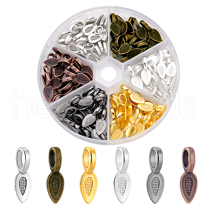 Tibetan Style Alloy Glue-on Flat Pad Bails TIBEP-PH0004-48-1
