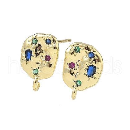 Brass Micro Pave Cubic Zirconia Stud Earring Findings KK-U075-01C-02G-1