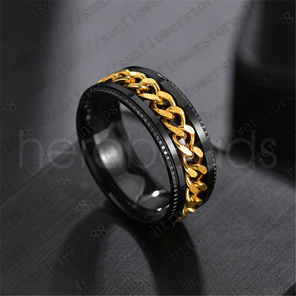Stainless Steel Chains Rotating Finger Ring PW-WG67706-35-1