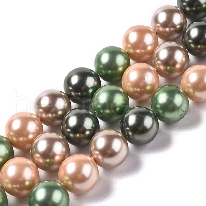 Electroplated Shell Beads Strands BSHE-G021-01A-1