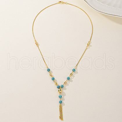 Fashionable Brass Tassel Lariat Necklaces for Women TR9521-1