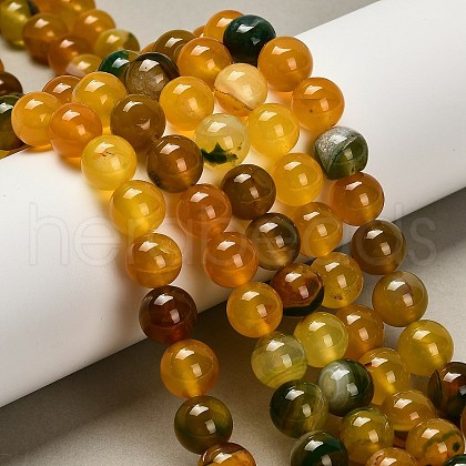 Dyed Natural Agate Beads Strands G-G203-10F-10mm-1
