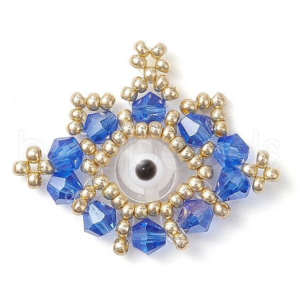 Seed Beads Beaded Charms PALLOY-MZ00344-03-1