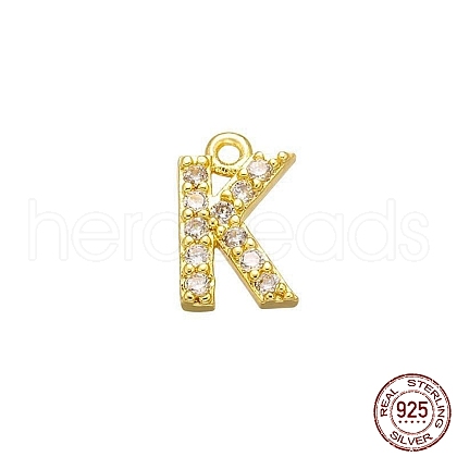Real 18K Gold Plated 925 Sterling Silver Micro Pave Clear Cubic Zirconia Charms STER-P054-10G-K-1