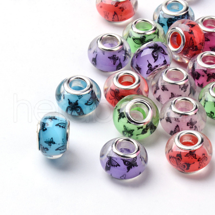 Butterfly Pattern Resin European Beads RPDL-S006-M-1