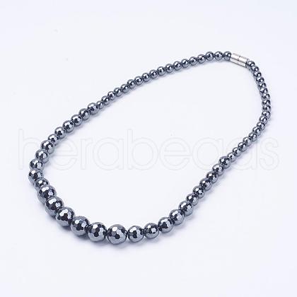 Non-Magnetic Synthetic Hematite Necklaces NJEW-K080-02-1