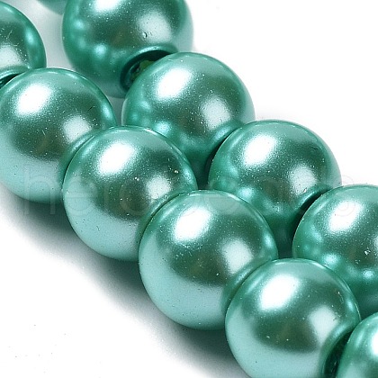 1450Pcs 10 Strands Baking Painted Pearlized Glass Pearl Round Bead Strands  HY-SZ0001-04-1