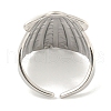 Shell Shape 304 Stainless Steel Open Cuff Finger Rings for Women RJEW-P114-02P-3