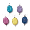 Crackle Opaque Acrylic Imitation Turquoise Oval Connector Charms PALLOY-JF03805-1