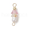 Frosted Flower Natural Cultured Freshwater Pearl & Acrylic Connector Charms PALLOY-JF03590-06-3