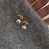 304 Stainless Steel and Glass-based Imitation Pearl Dangle Earrings for Women FS-WG0AE83-01-4