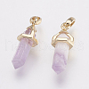 Brass Natural Amethyst Double Terminated Pointed Pendants KK-G343-11L-06G-2