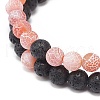 10Pcs 10 Style Natural Weathered Agate(Dyed) & Lava Rock Round Beaded Stretch Bracelets Set BJEW-JB08923-7