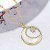 Brass Micro Pave Clear Cubic Zirconia Moon with Star Pendant Necklaces for Women NJEW-S449-02G-3