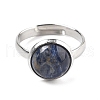 Half Round Natural Sodalite Finger Rings RJEW-M062-01P-29-3