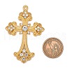 Alloy Rhinestone Cross Big Pendants ALRI-1475-G-RS-3