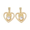 Brass Micro Pave Clear Cubic Zirconia Pendants ZIRC-F134-18G-03-2