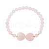 Natural Rose Quartz Beaded Stretch Bracelets for Women BJEW-TA00622-2