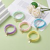 3Pcs Handmade Polymer Clay Heishi Surfer Stretch Bracelets Set with Glass Pearl BJEW-JB08072-2