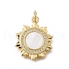 Brass Micro Pave Cubic Zirconia Shell Pendants KK-D328-12G-1