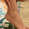 Bohemian Alloy & Glass Seed Beads Anklets FS-WG7BDB3-03-1