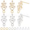 CREATCABIN 8 Pairs 2 Color Flower Shape Brass Cubic Zirconia Stud Earring Findings KK-CN0003-21-1