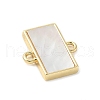 Brass Pave Natural White Shell Connector Charms KK-S522-03B-G-2