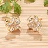 Flower Brass Micro Pave Cubic Zirconia Stud Earrings for Women EJEW-G428-28A-02-1