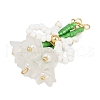 4Pcs 4 Colors Handmade Glass Beaded Flower with Bowknot Pendants PALLOY-MZ00753-4