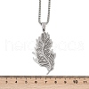 304 Stainless Steel Feather Pendant Necklaces NJEW-K283-12P-3
