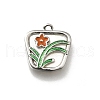 Brass Pave Natural White Shell Trapezoid Charms KK-K378-60S-1